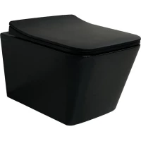 Унитаз подвесной CeramaLux NS5170MB безободковый, с сиденьем микролифт, черный матовый