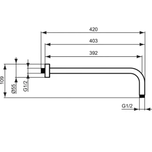 Изображение товара кронштейн для верхнего душа 400 мм ideal standard idealrain l1 b9445aa