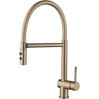 Смеситель для кухни Fmark FS0252C-07 с гибким изливом, золотой матовый