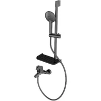 Смеситель для ванны Wonzon & Woghand Alfa WW-AE3201-MB с душевым гарнитуром, черный матовый