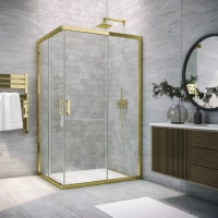 Душевой уголок Vegas Glass ZA-F TUR NOVO 85*80 09 02 85x80 см, профиль золотой, стекло шиншилла