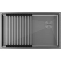 Кухонная мойка Paulmark Next-Pro PM707445-GM 74x45 см, вороненая сталь