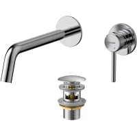 Смеситель для раковины Lemark Beluga LMF-8033B-C встраиваемый, с донным клапаном, хром