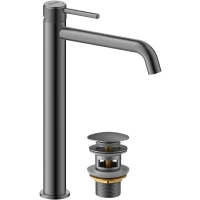 Смеситель для раковины Lemark Beluga LMF-8015B-GM с донным клапаном, графит матовый