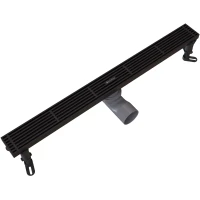 Душевой трап (лоток) Knotlor Storm SDRW0600LBL 60 см, с решеткой, перфорированный, черный матовый