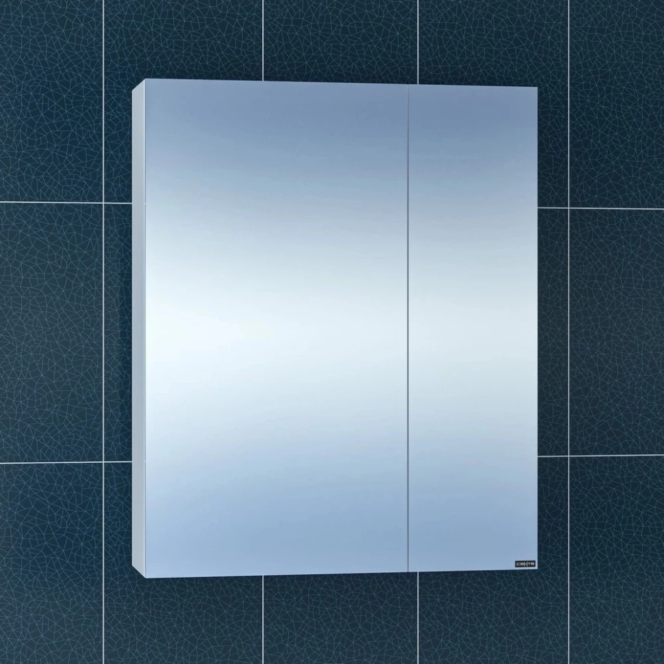 Зеркальный шкаф 56,5x73 см белый глянец Санта Стандарт 113004