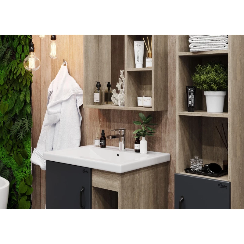 Комплект мебели дуб сонома/серый матовый 61 см Onika Тимбер 106116 + 4640021060773 + 206070