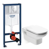 Комплект подвесной унитаз Roca Dama Senso 346517000 + ZRU9302820 + система инсталляции Grohe 38721001