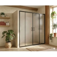 Душевая дверь MaybahGlass MGD-1844-6 215 см, профиль черный матовый, стекло сатин