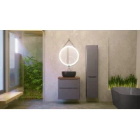 Комплект мебели серый матовый 60 см со столешницей бук темный Jorno Wood Wood.01.60/P/GR + Wood.06.60/DW + 0235888 + Wood.02.50/TK