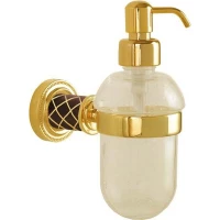 Дозатор для жидкого мыла Boheme Murano 10912-CH-G 200 мл, настенный, золотой/шоколад