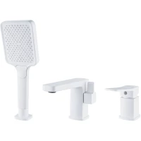 Смеситель на борт ванны Shevanik S9912C с душевым гарнитуром, белый