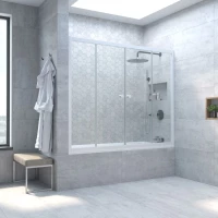 Шторка на ванну Vegas Glass Z2V Protec 195 01 01 195 см, профиль белый, стекло прозрачное