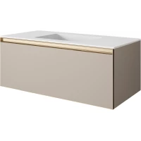 Тумба с раковиной Armadi Art Quatro Daphne 790-M1-120-D-MG-LED + 793-120-W 121 см, подвесная, с подсветкой, бежевый матовый