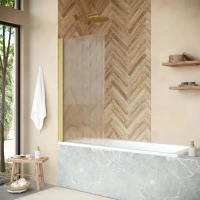 Шторка на ванну Vegas Glass EV NOVO 60 03 Moru L 61 см L, профиль золотой матовый, стекло рифленое