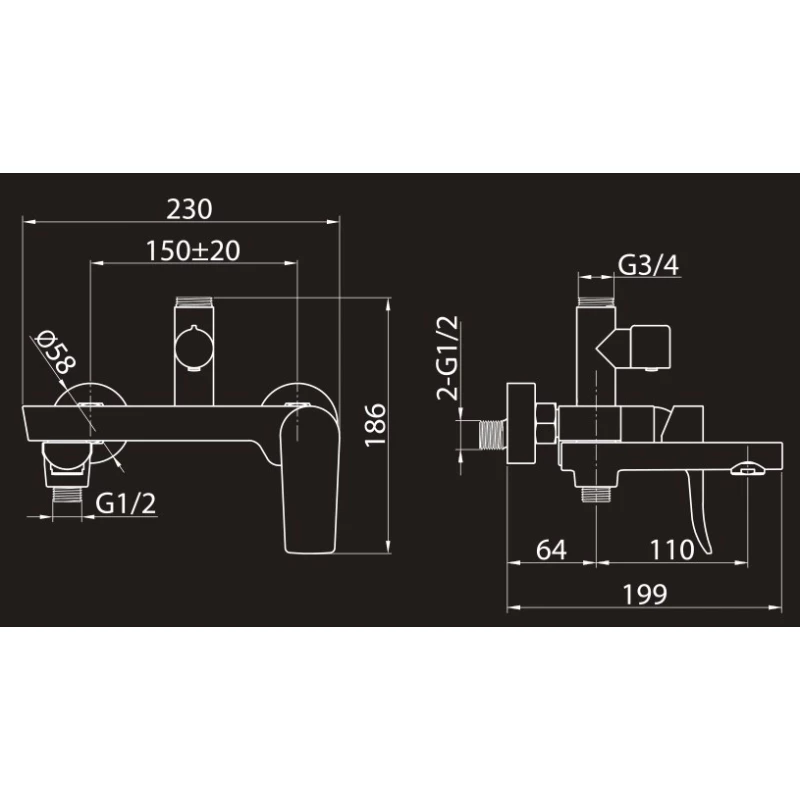 Душевая система 230 мм Elghansa 2305599-2C (Set-20)