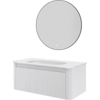 Комплект мебели Armadi Art Voi Matt White 782-100-R-MW + 786-100-MW + 545-80-GM 102 см, подвесной, белый матовый