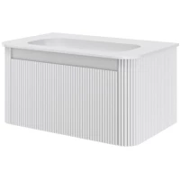 Тумба с раковиной Armadi Art Voi Matt White 782-080-R-MW + 786-080-MW без отв. 82 см, подвесная, белый матовый