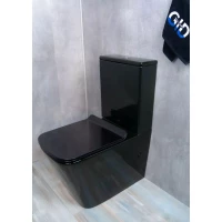 Унитаз-компакт GID Tr2170BL безободковый, с сиденьем микролифт, черный глянец