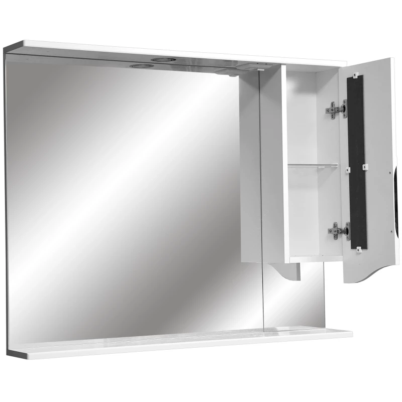 Зеркальный шкаф 100x80 см белый глянец/белый матовый Stella Polar Сильва SP-00000207