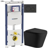 Комплект подвесной унитаз WeltWasser Salzbach 004MT-BL 10000003700 + система инсталляции Geberit 111.362.00.5 + 115.882.DW.1