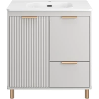 Тумба с раковиной Brevita Risacca RIS-06080-0342Я + B-OND080-01 81 см, напольная, серый матовый