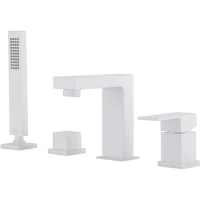 Смеситель на борт ванны Abber Daheim AF8213W с душевым гарнитуром, белый матовый