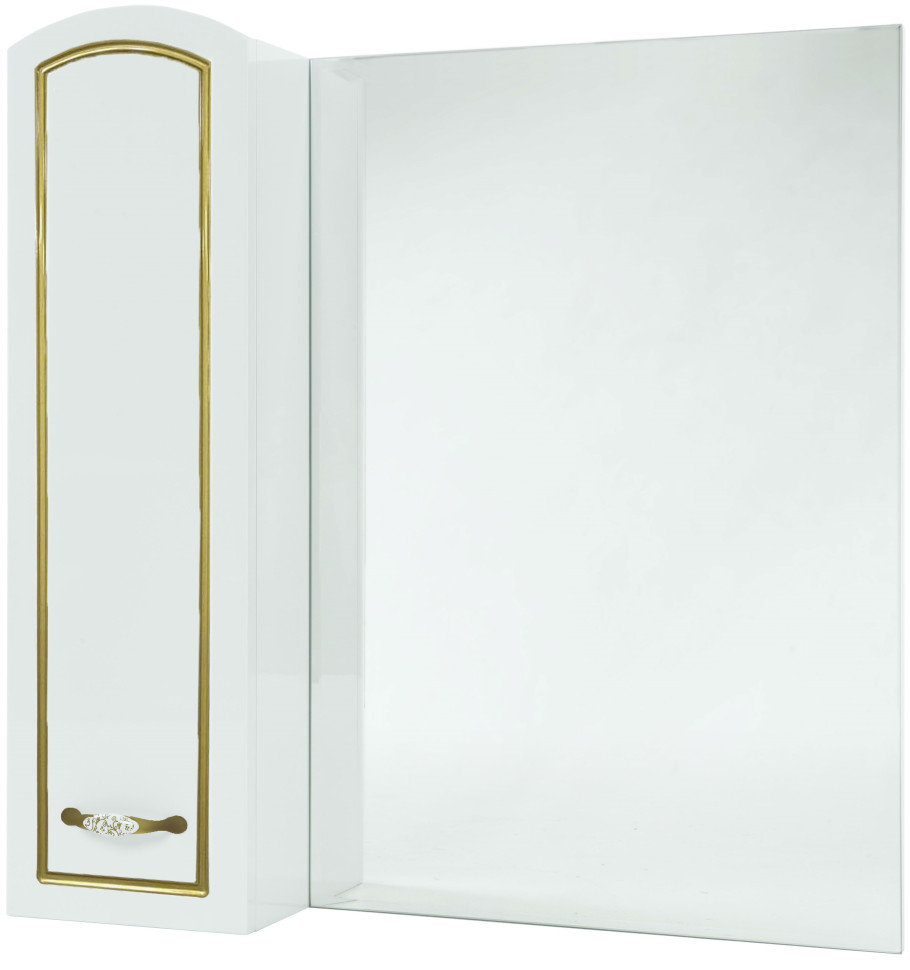 Зеркальный шкаф 68х80 см белый глянец золотая патина L Bellezza Амелия 4610311002387