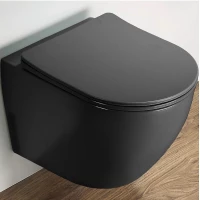 Унитаз подвесной CeramaLux 2197MDH безободковый, с сиденьем микролифт, серый матовый