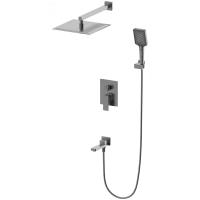 Душевой комплект Wonzon & Woghand Cube 2.0 WW-88087068-BGM 300 мм, со смесителем, темный графит матовый