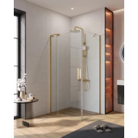 Душевой уголок Cezares Slider SLIDER-AH-1-100-70/80-C-BORO 70-80x99,5 см, профиль золотой матовый, стекло прозрачное