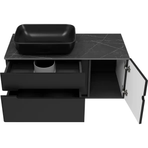 Изображение товара тумба под раковину misty роял п-роя-01100-021п2я 98,5 см, подвесная, черный матовый