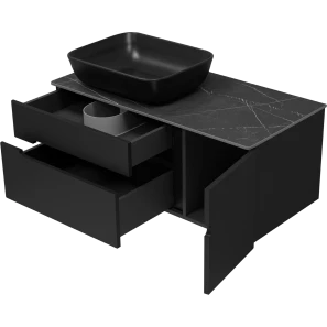 Изображение товара тумба под раковину misty роял п-роя-01100-021п2я 98,5 см, подвесная, черный матовый