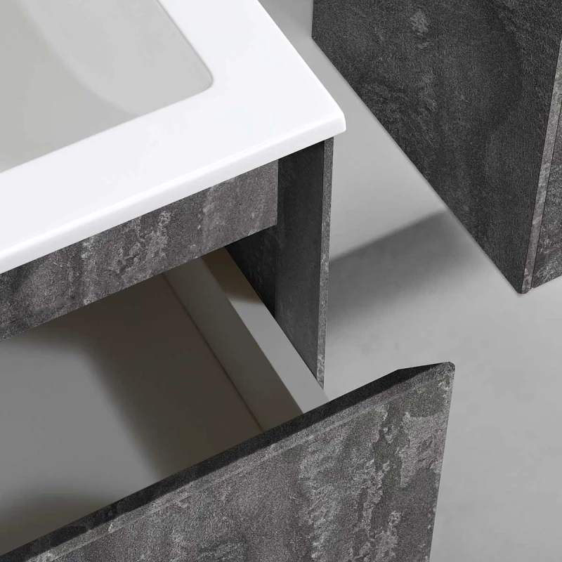 Комплект мебели серый камень 60 см Vincea Luka VMC-2L600GS + VCB-13600W + VLM-2J600