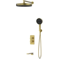 Душевой комплект Vincea Domus VSFW-5DM1BG 300 мм, со смесителем, золотой матовый