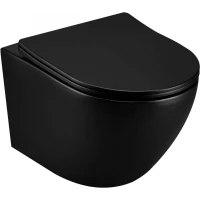 Подвесной безободковый унитаз с сиденьем микролифт Art&Max Ovale AM011CHR-MB/SC               