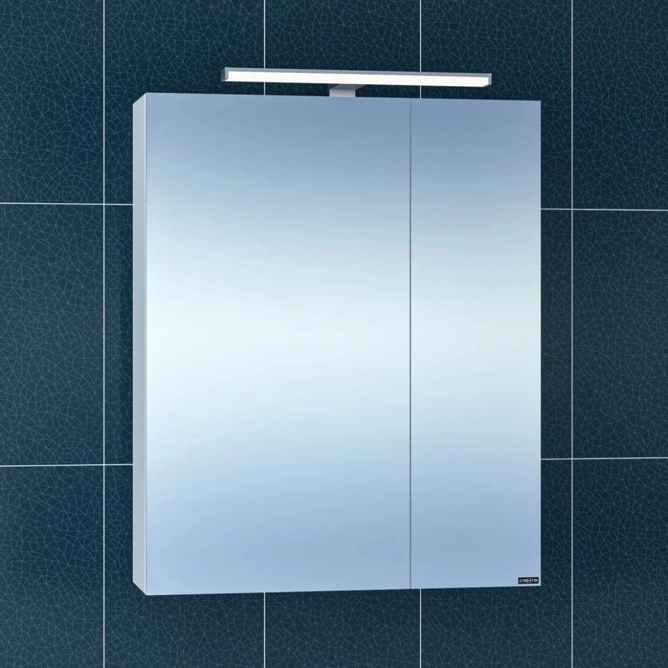 Зеркальный шкаф 56,5x73 см белый глянец Санта Стандарт 113005 универсальный зеркальный шкаф санта аврора 60 700333