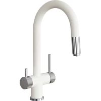 Смеситель для кухни Florentina Маэстро 337.03Н.2123.201 с подключением к фильтру, выдвижным изливом, нержавеющая сталь/жасмин