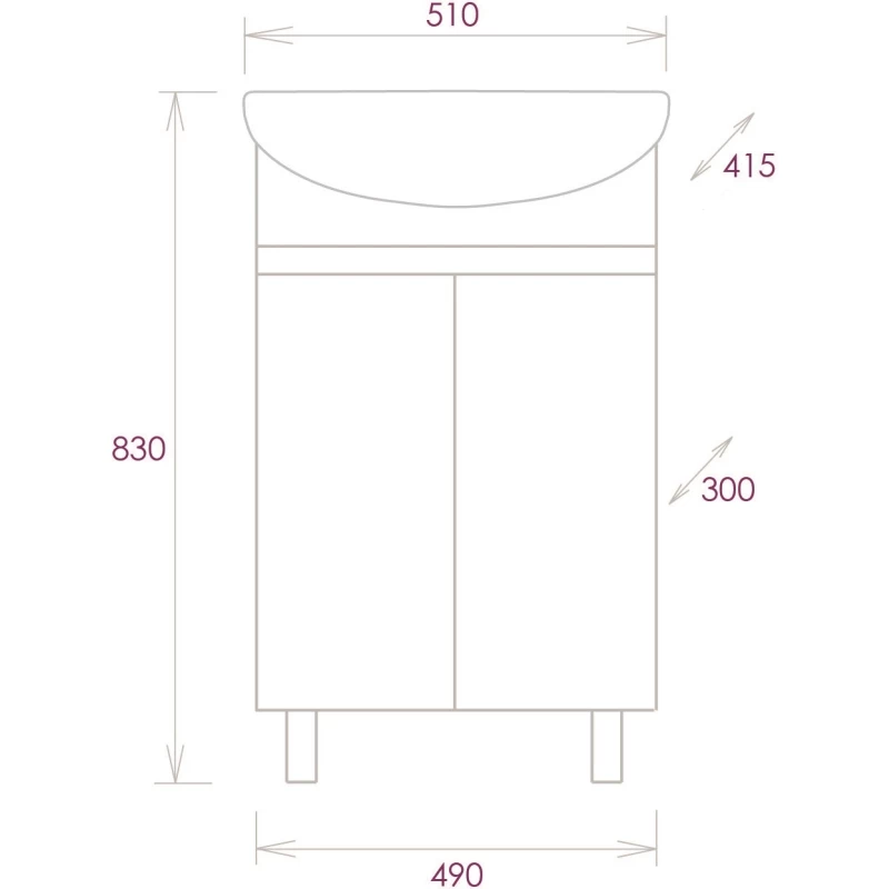 Комплект мебели белый глянец 51 см Onika Милтон 105036 + 4620008192758 + 205014