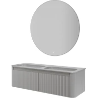 Комплект мебели Armadi Art Voi Luna 782-140-R-L + 786-140-2-L + 545-120-CR 142,5 см, подвесной, серый матовый