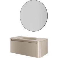 Комплект мебели Armadi Art Voi Stonefinish Daphne 782-100-SF-D + 786-100-SF-D без отв. + 545-100-GM 102 см, подвесной, бежевый камень матовый