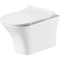 Унитаз подвесной Orange C02-100W безободковый, с сиденьем микролифт, белый глянец