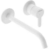 Смеситель для раковины Cezares Leaf LEAF-BLI2-BIO CoolStart, встраиваемый, с донным клапаном, белый матовый