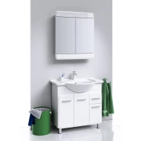 Комплект мебели белый глянец 88 см Aqwella Corsica KOR0108 + 4620008197357 + Kor.04.07