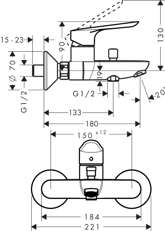 Смеситель для ванны Hansgrohe Logis E 71403000 - фото 2