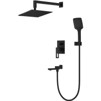 Душевой комплект Gappo G7117-6 300 мм, со смесителем, черный матовый