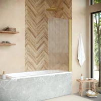 Шторка на ванну Vegas Glass EV NOVO 60 03 Moru R 61 см R, профиль золотой матовый, стекло рифленое