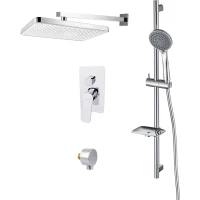 Душевой комплект Aquatek Вега AQ1074CR 305x205 мм, со смесителем, хром