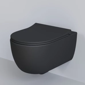 Изображение товара унитаз подвесной ambassador abner 103t20201r-102t20201s безободковый, с сиденьем микролифт, черный матовый