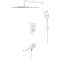 Душевой комплект Hansberge Cubito H6077WW 300 мм, со смесителем, белый